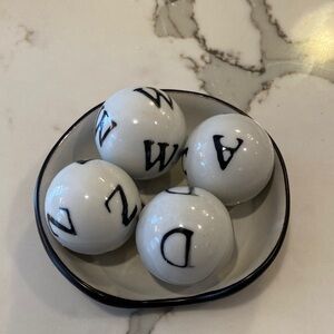Alphabet Ceramic Balls Decorative Set - White & Black set of four 4
